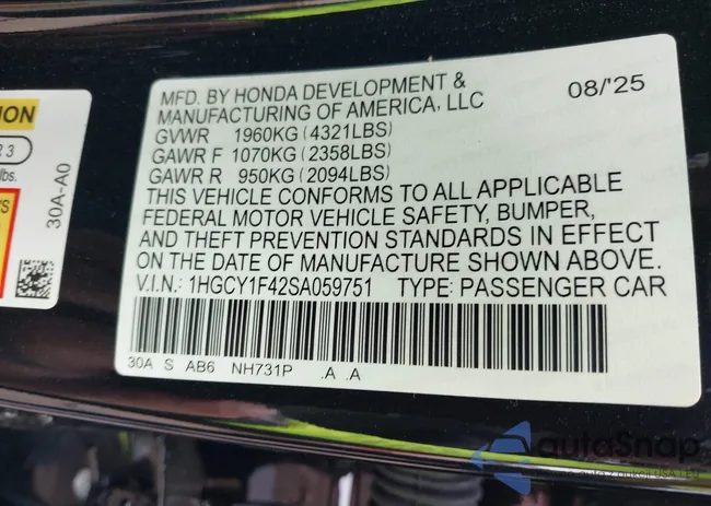 1HGCY1F42SA059751: 43712769