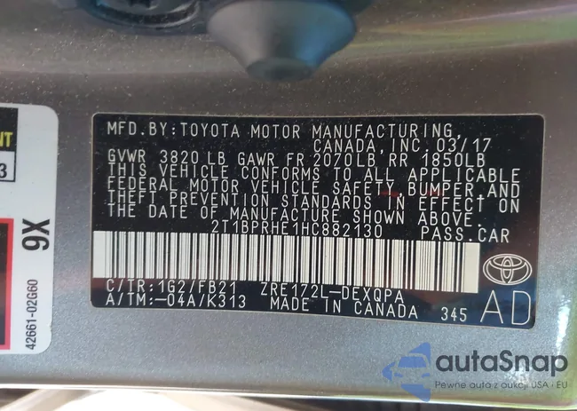 2T1BPRHE1HC882130: 43712839