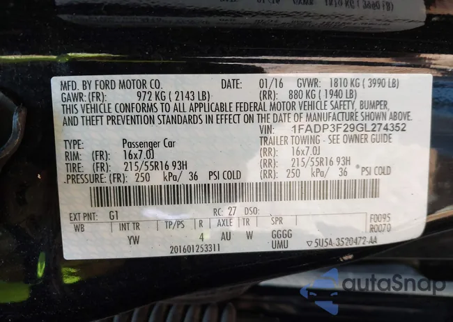 1FADP3F29GL274352: 43712981