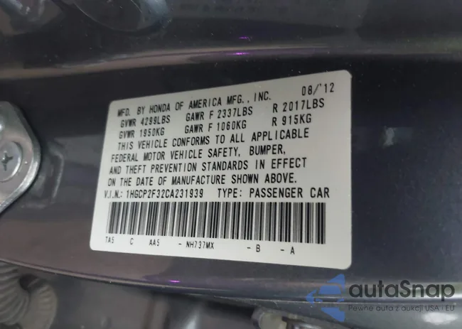 1HGCP2F32CA231939: 43713048