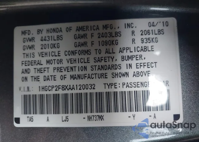 1HGCP2F8XAA120032: 43714088