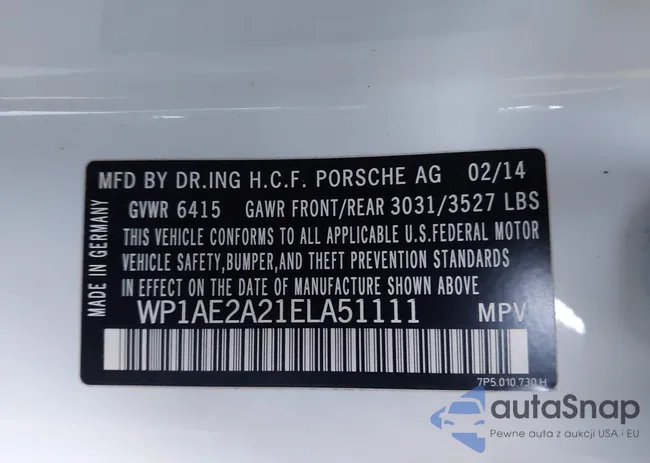 WP1AE2A21ELA51111: 43714189