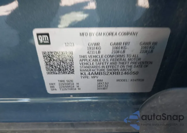 KL4AMBS2XRB146050: 43714336