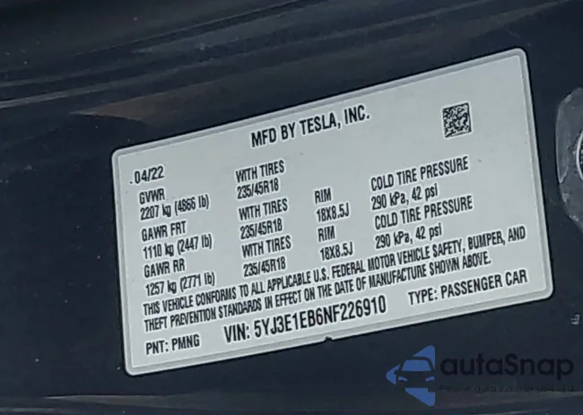 5YJ3E1EB6NF226910: 43714383