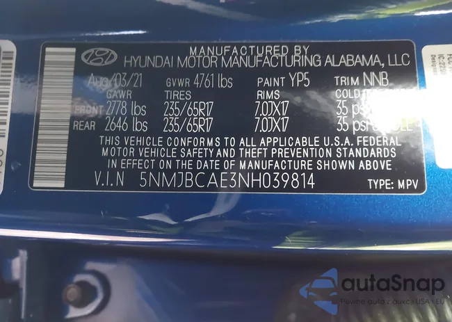 5NMJBCAE3NH039814: 43714427