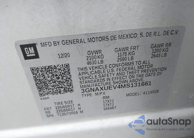 3GNAXUEV4MS131661: 43713653