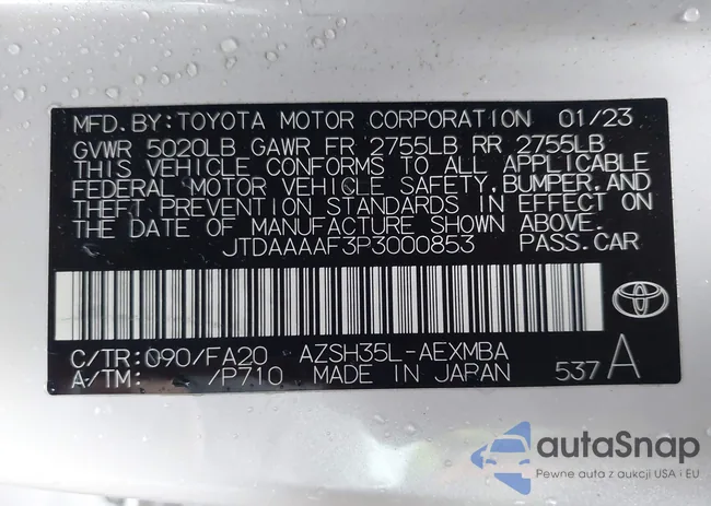 JTDAAAAF3P3000853: 43713768