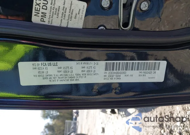 2C3CDXHG8GH222923: 43713797