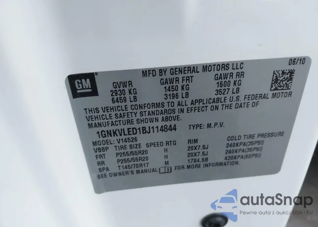 1GNKVLED1BJ114844: 43713813