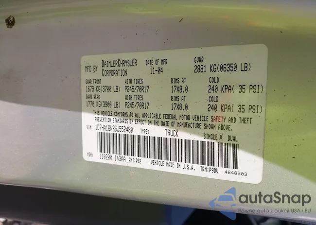 1D7HA16N35J552480: 43713949