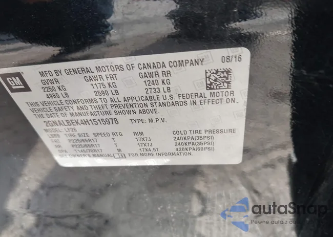 2GNALBEK4H1515978: 43714017