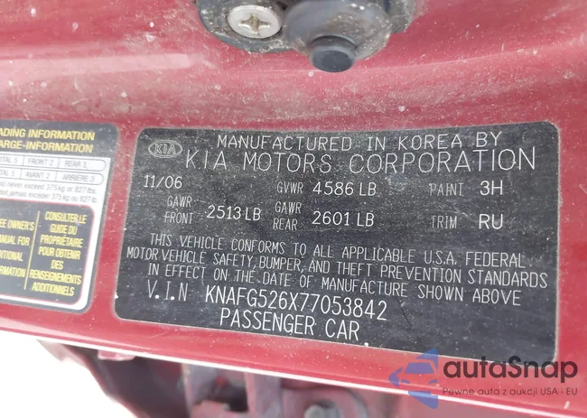 KNAFG526X77053842: 43715321