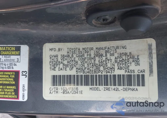 5YFBU4EE8DP219437: 43715437