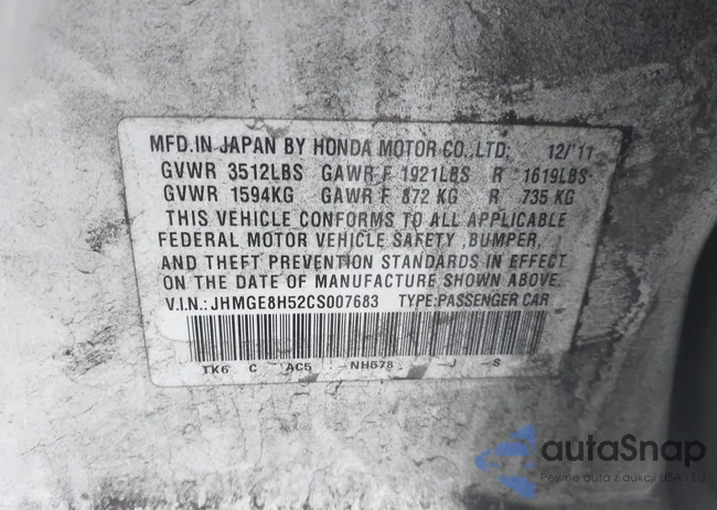 JHMGE8H52CS007683: 43715473