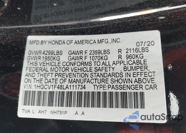 1HGCV1F48LA111734: 43715566