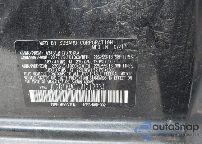 JF2GTAMC1JH212331: 43714700