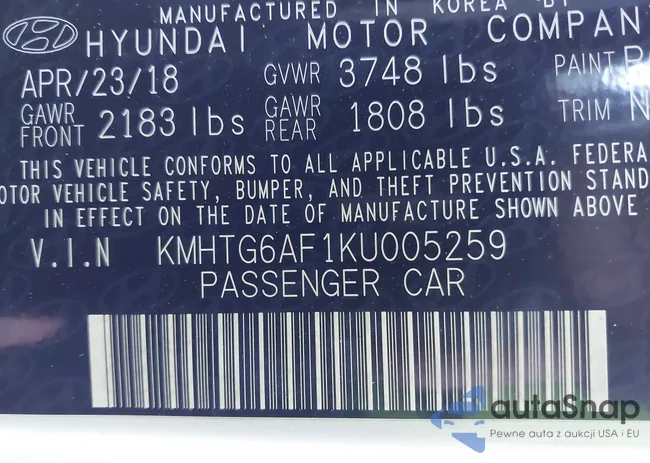 KMHTG6AF1KU005259: 43714823