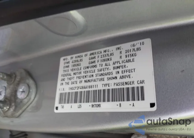 1HGCP2F49AA166111: 43716144