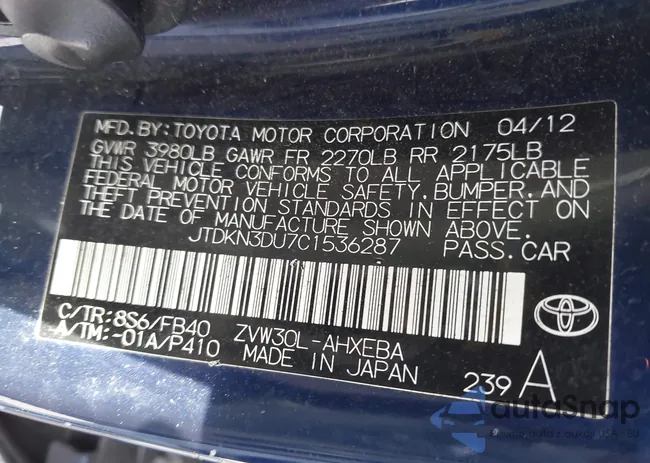 JTDKN3DU7C1536287: 43716236