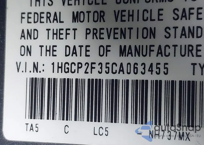 1HGCP2F35CA063455: 43716257