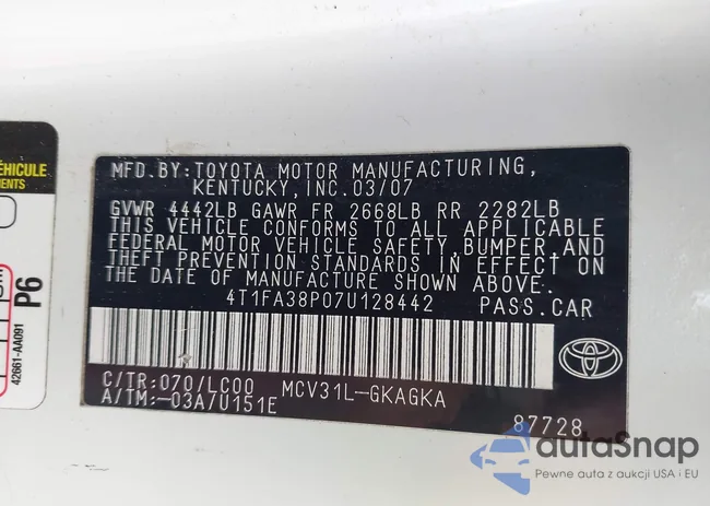 4T1FA38P07U128442: 43716414