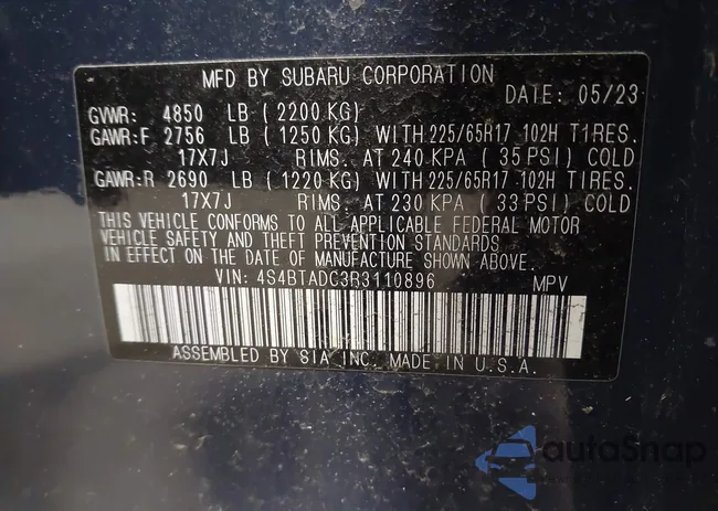 4S4BTADC3R3110896: 43716425