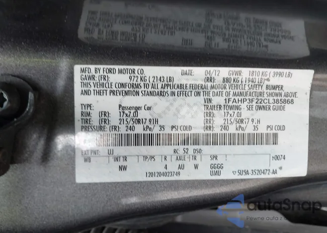 1FAHP3F22CL385868: 43716458