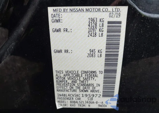 1N4BL4CV5KC195972: 43716521