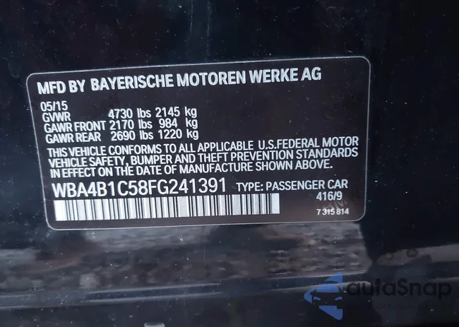 WBA4B1C58FG241391: 43716538