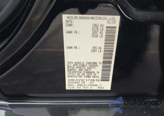 1N4BL4CV5KC174636: 43716566