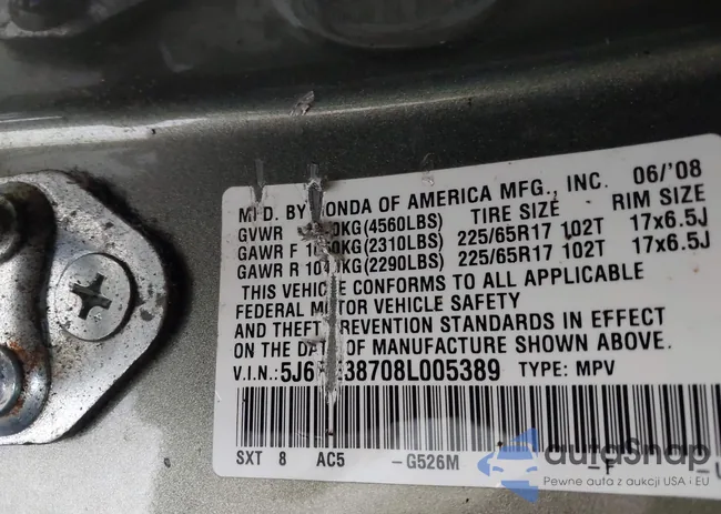5J6RE38708L005389: 43716616