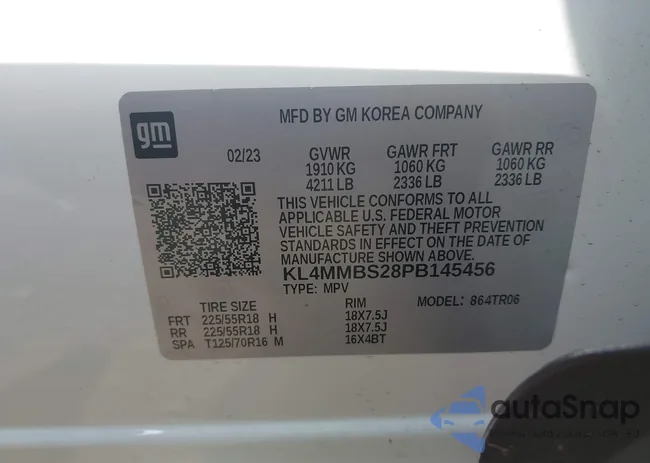 KL4MMBS28PB145456: 43716620