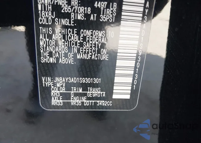 JN8AY3AD1S9301301: 43715752