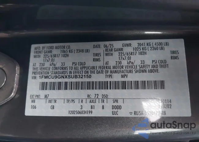 1FMCU9GNXSUB32150: 43715935