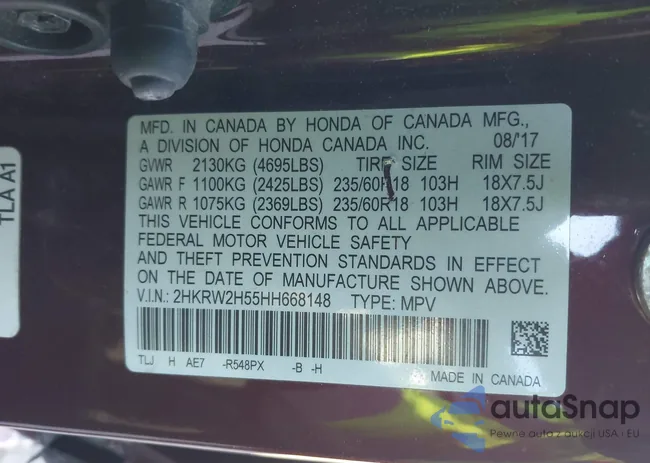 2HKRW2H55HH668148: 43717250