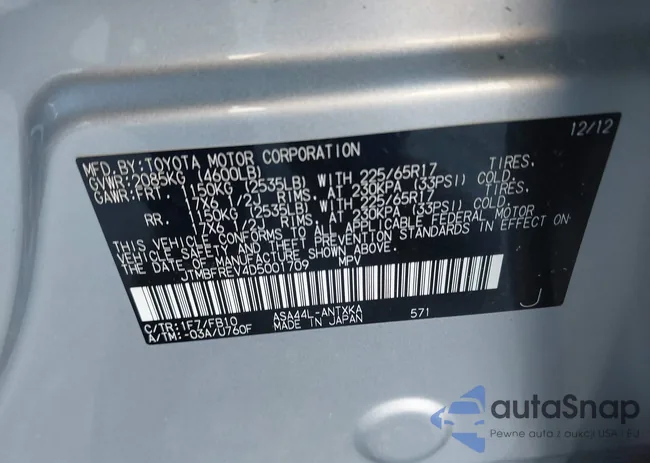 JTMBFREV4D5001709: 43717310