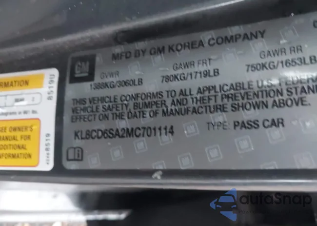 KL8CD6SA2MC701114: 43717348