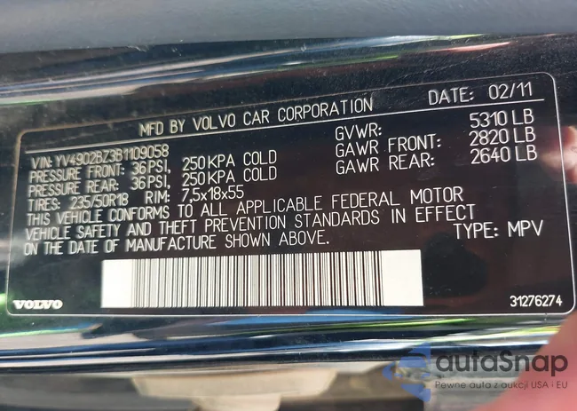 YV4902BZ3B1109058: 43717437