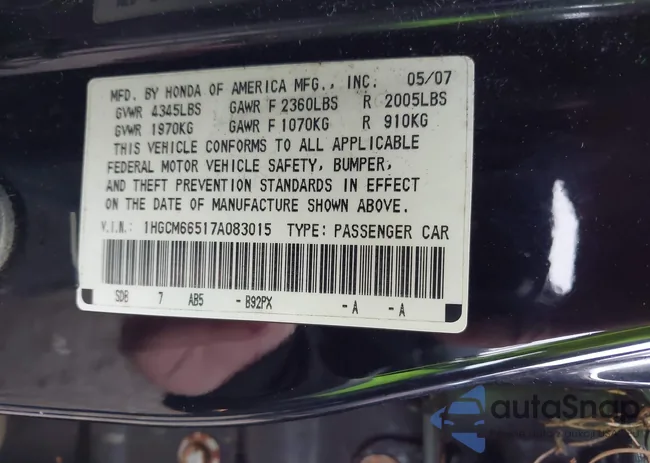 1HGCM66517A083015: 43717442