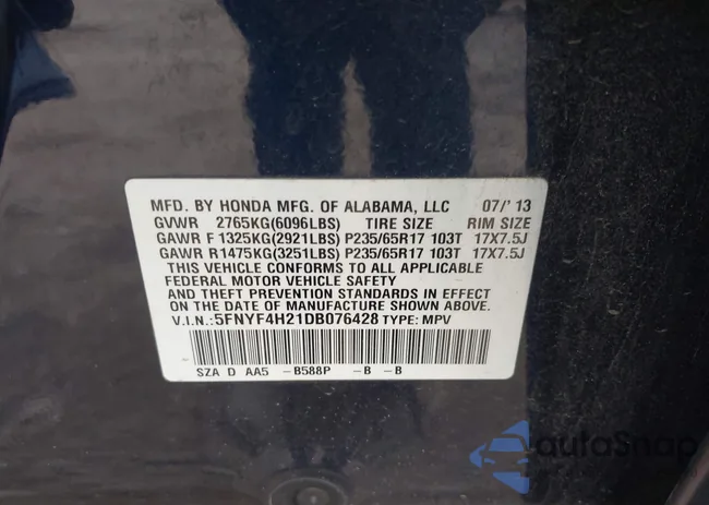 5FNYF4H21DB076428: 43717559