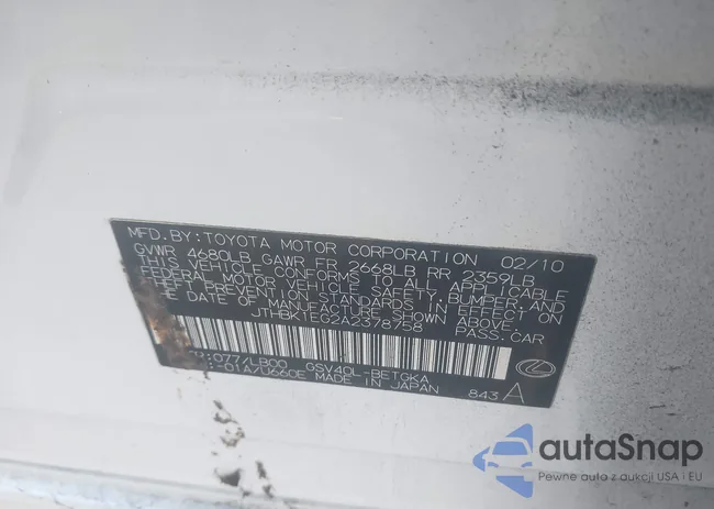 JTHBK1EG2A2378758: 43717571