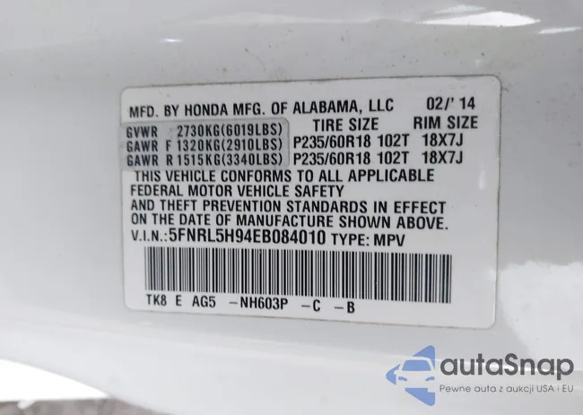 5FNRL5H94EB084010: 43716952