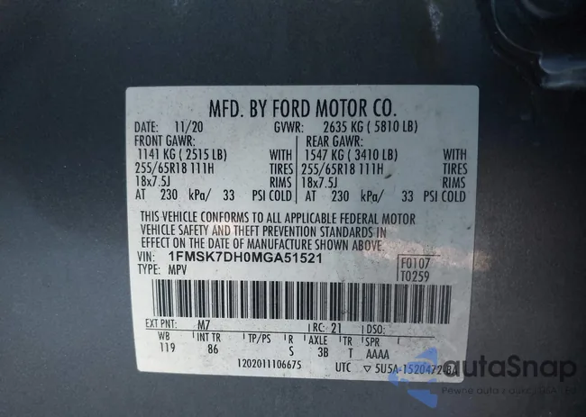 1FMSK7DH0MGA51521: 43718080