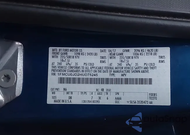 1FMCU0JD2HUD75245: 43718321