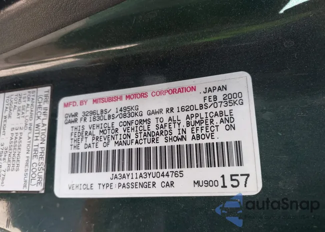 JA3AY11A3YU044765: 43718409