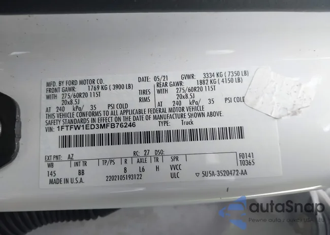 1FTFW1ED3MFB76246: 43718536