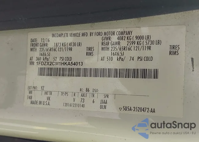 1FDZX2CM1HKA54013: 43718623