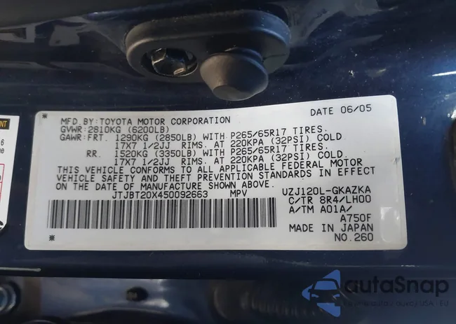 JTJBT20X450092663: 43717657