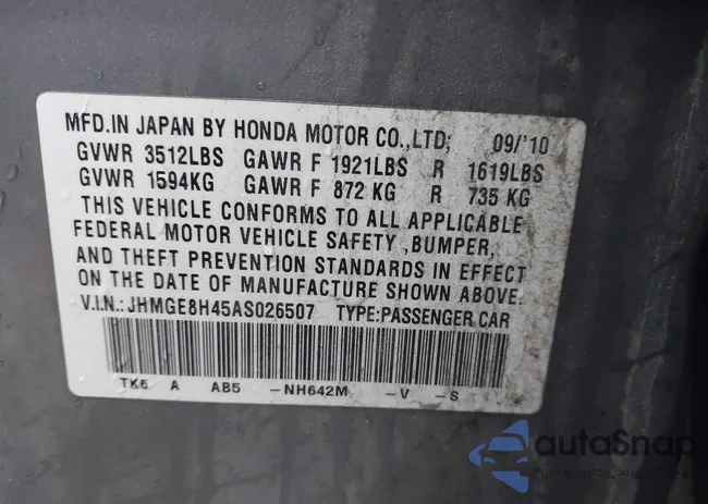 JHMGE8H45AS026507: 43717736