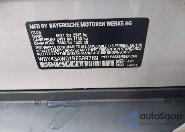 WBY43AW01RFS99769: 43719095